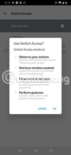 Đưa Switch Access về trạng thái On