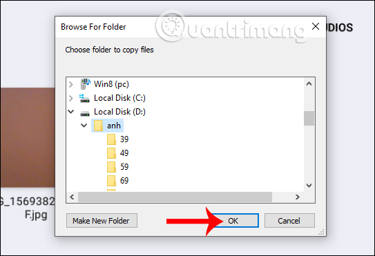 Chọn thư mục lưu