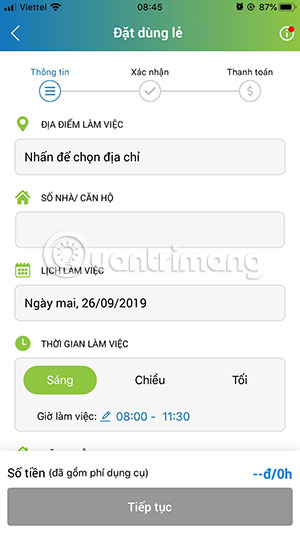 Ghi thông tin địa chỉ 