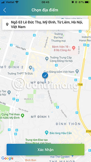 Chọn địa chỉ nhà trên bản đồ