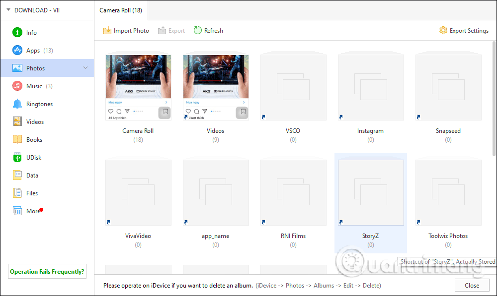 Xuất dữ liệu, hình ảnh, video