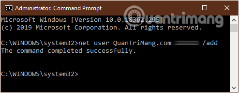Nhập lệnh vào cửa sổ command prompt