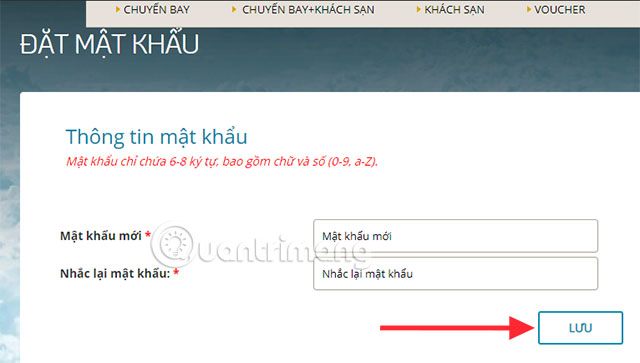 Tạo mật khẩu tài khoản Bông Sen Vàng