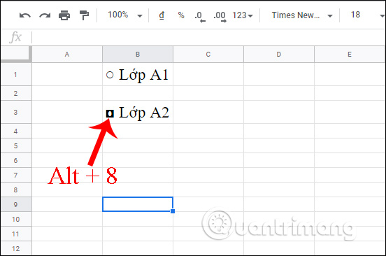 Cách thêm bullet trong Google Sheets - Ảnh minh hoạ 4