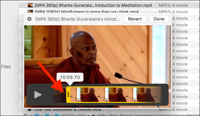 Kéo tay cầm đến vị trí bắt đầu video