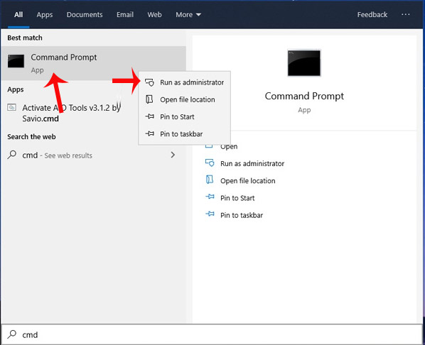 Mở CMD với quyền Administrator