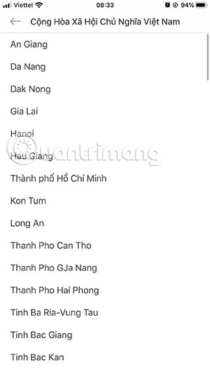 Thêm thành phố mới vào AirVisual