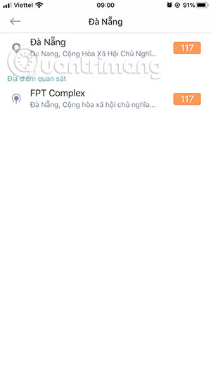 Chọn quận huyện AirVisual