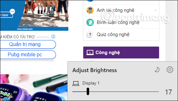 Chỉnh độ sáng màn hình