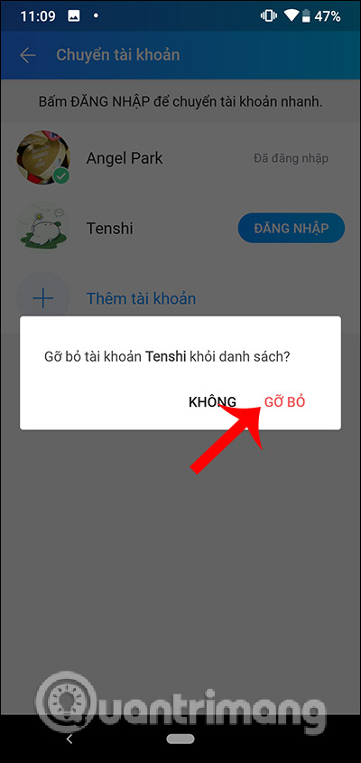 Đồng ý gỡ tài khoản