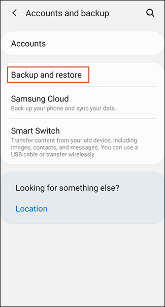 Chạm vào Backup and Restore