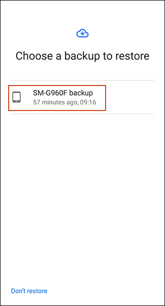 Chạm vào bản sao lưu từ thiết bị bạn muốn khôi phục