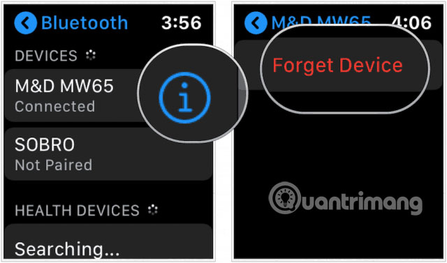 Hủy ghép nối thiết bị với Apple Watch