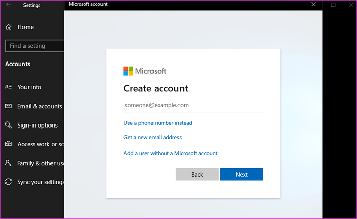 Click vào Add a user without Microsoft account