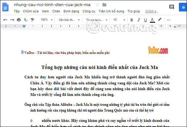 Mở bằng Docs