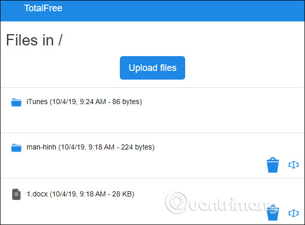 Giao diện quản lý file