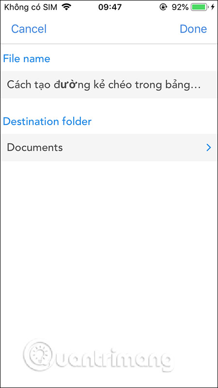 Chọn nơi lưu file