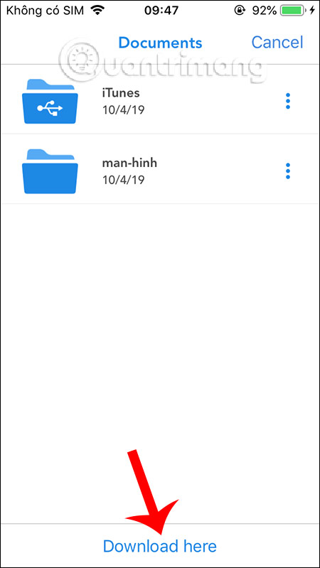 Chọn thư mục