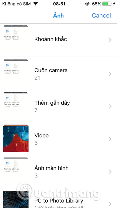 Album ảnh trên thiết bị
