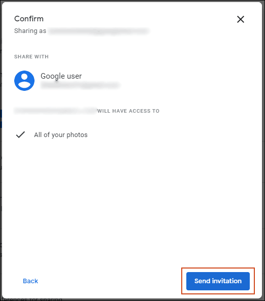 Click vào Send invitation