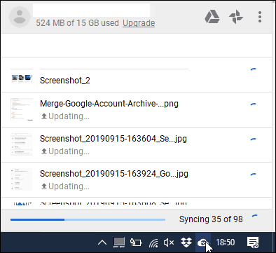 Google Backup and Sync sẽ tự động đồng bộ file lên tài khoản Gooogle chính