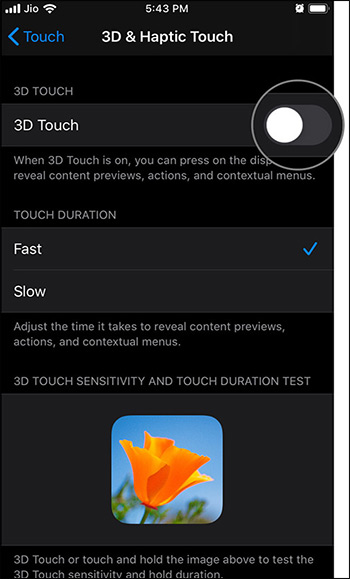 Tắt 3d Touch