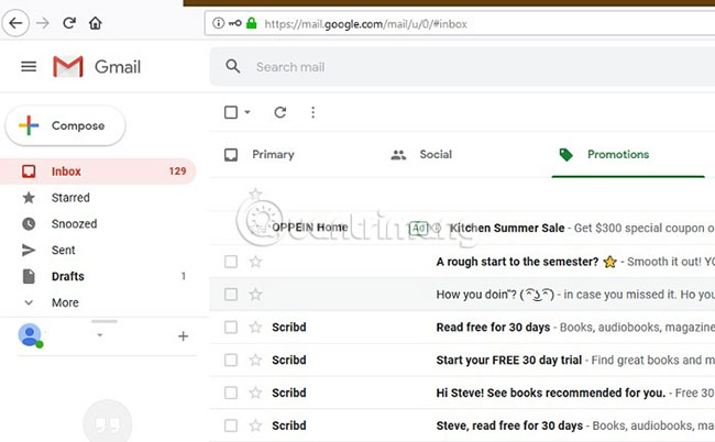 Gmail thỉnh thoảng có các sự cố load trang trên những trình duyệt web không phải Chrome