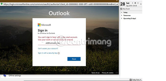 Outlook có ứng dụng email desktop riêng nhưng không thể tích hợp tài khoản Hotmail cá nhân với Thunderbird