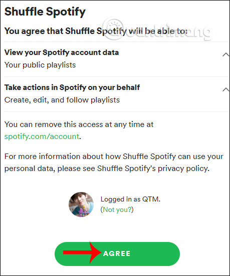 Shuffle Spotify truy cập Spotify