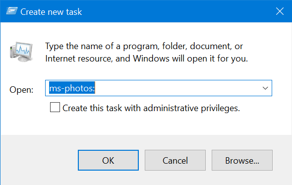 Cửa sổ Create new task mở ra