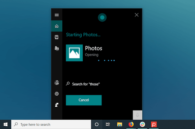 Yêu cầu Cortana mở ứng dụng Photos