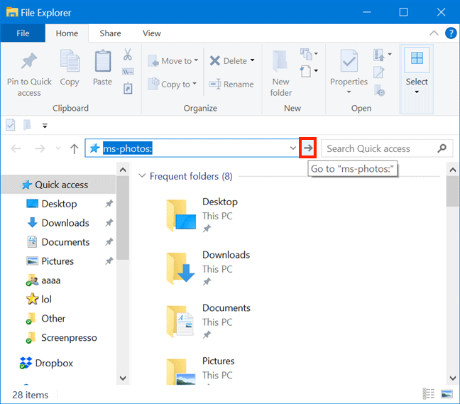 Sử dụng File Explorer để mở ứng dụng Photos