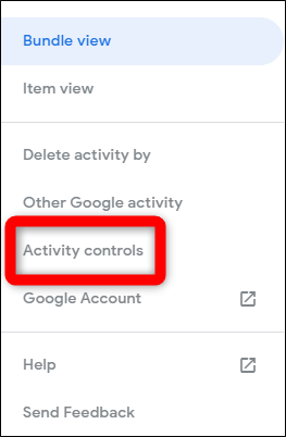 Click on the Activity controls option