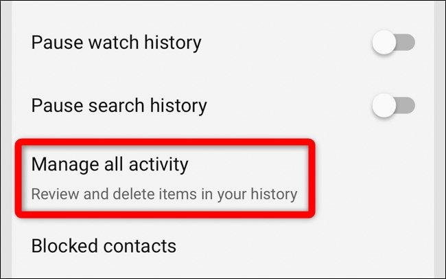 Select the option Manage all activities