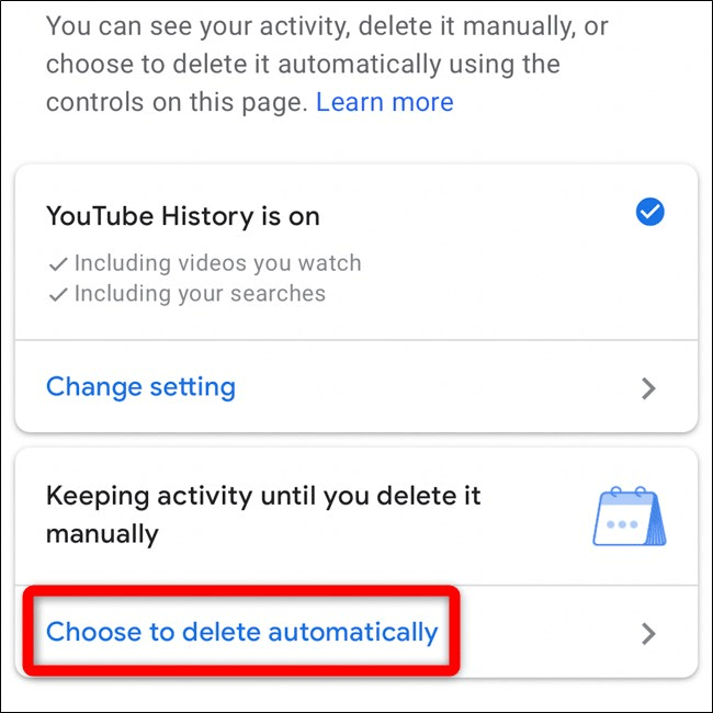 Tap Choose to delete automatically