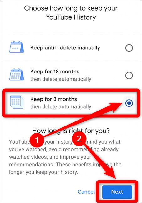 Select Keep for 3 months