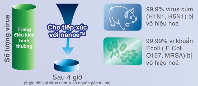 Tỷ lệ kháng khuẩn của công nghệ NanoE