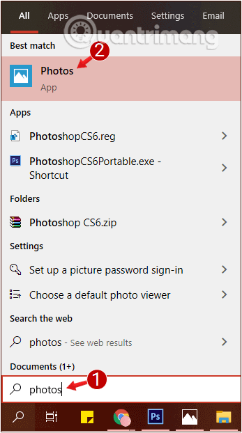 Mở Photos trong Windows 10