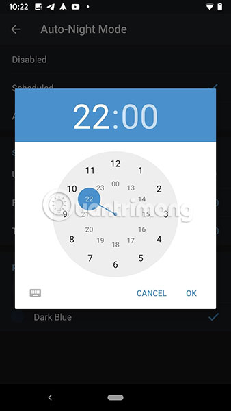 Chọn khoảng thời gian kích hoạt Dark Mode