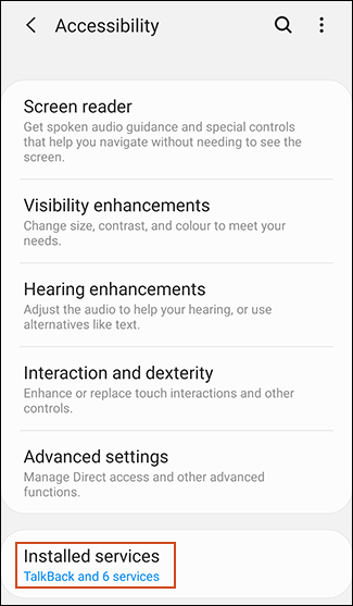 Chạm vào Installed Services
