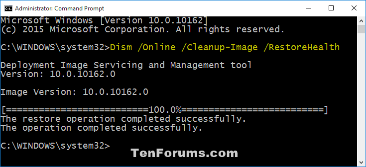 Sử dụng lệnh /RestoreHealth trên Command Prompt