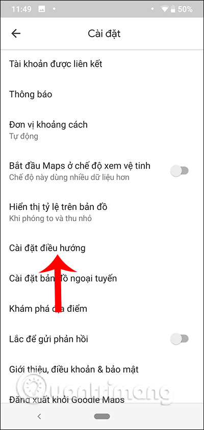 Cài đặt điều hướng