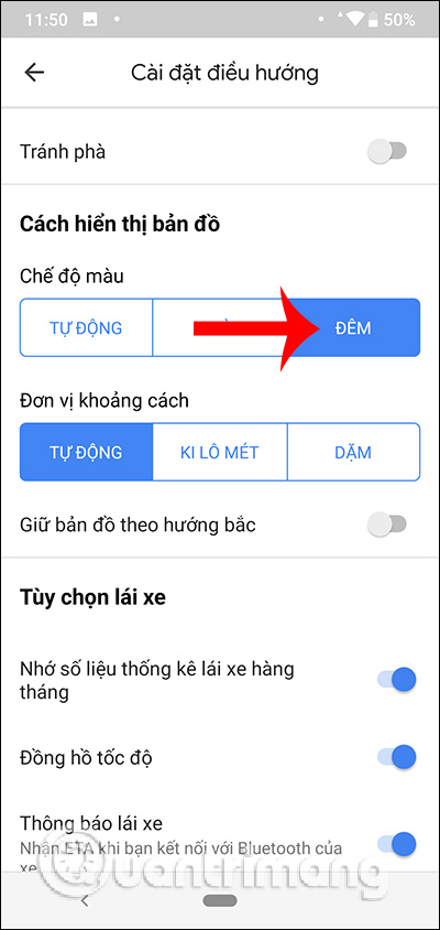 Chuyển sang chế độ màu tối