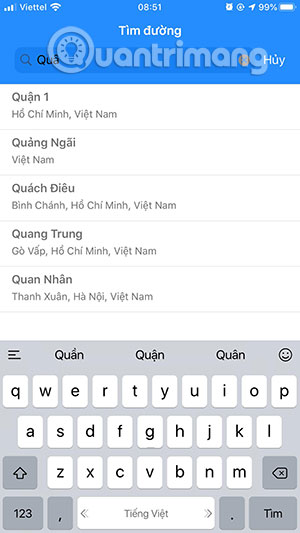 Tìm kiếm địa điểm UDI Maps