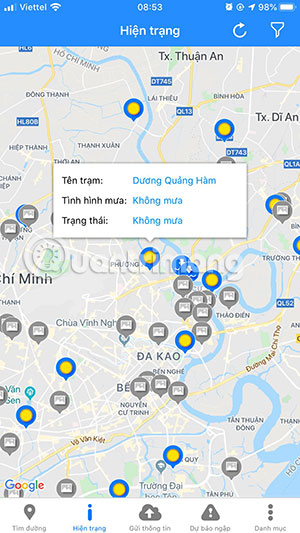 Cập nhật thông tin thời tiết UDI Maps
