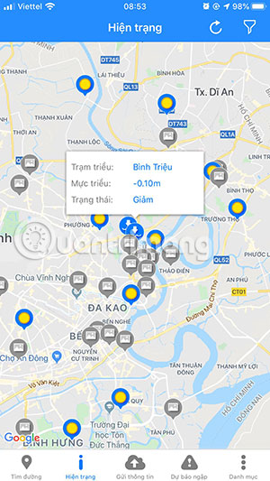 Cập nhật thông tin trạm triều UDI Maps