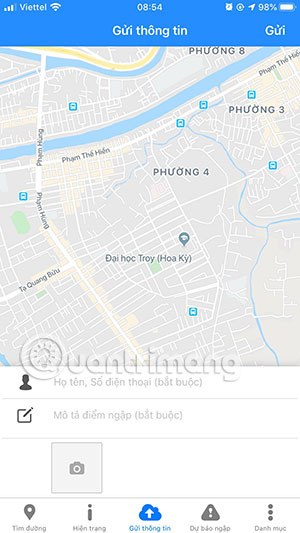 Gửi thông tin cho người dùng trên UDI Maps