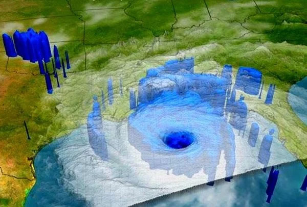 Ảnh mô phỏng do siêu máy tính của Cơ quan Khí tượng và Hải dương Mỹ (NOAA) dựng ra bằng siêu máy tính của họ.
