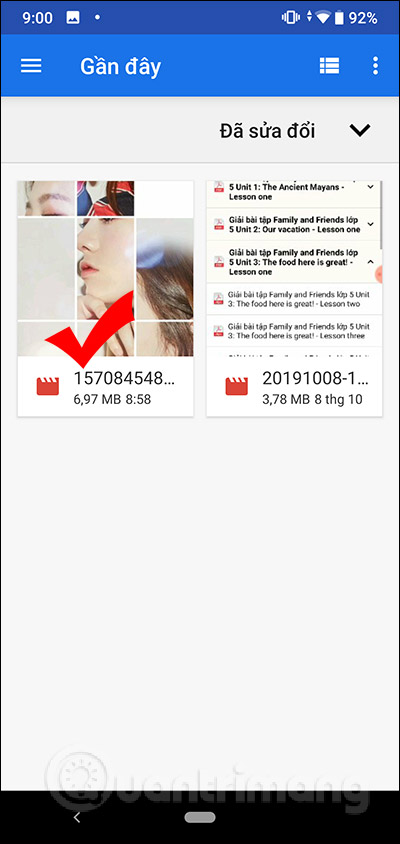 Chọn video đã tạo