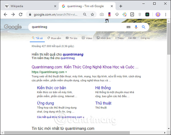 Hiện hình nền tại header